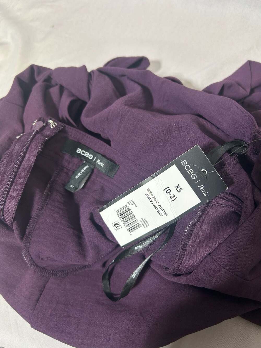 BCBG Paris Flutter Sleeve Jumpsuit Purple XS